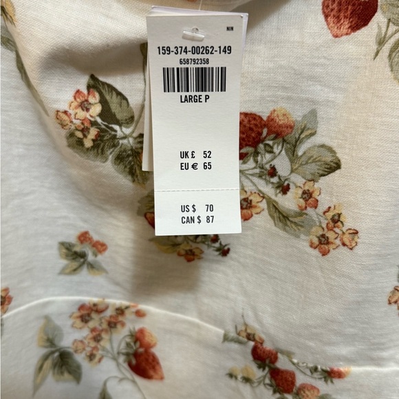 Abercrombie Linen & Cotton Strawberry Mini Dress Adjustable Straps Large Petite - Picture 8 of 10